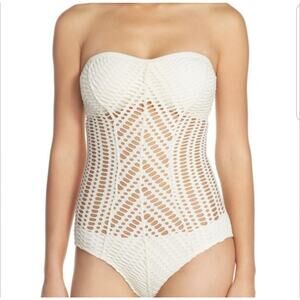 Robin Piccone Mitered Sophia Convertible One Piece Swimsuit Size 4 Crochet Beach